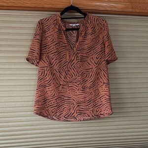 Nine West Orange Zebra Print Blouse